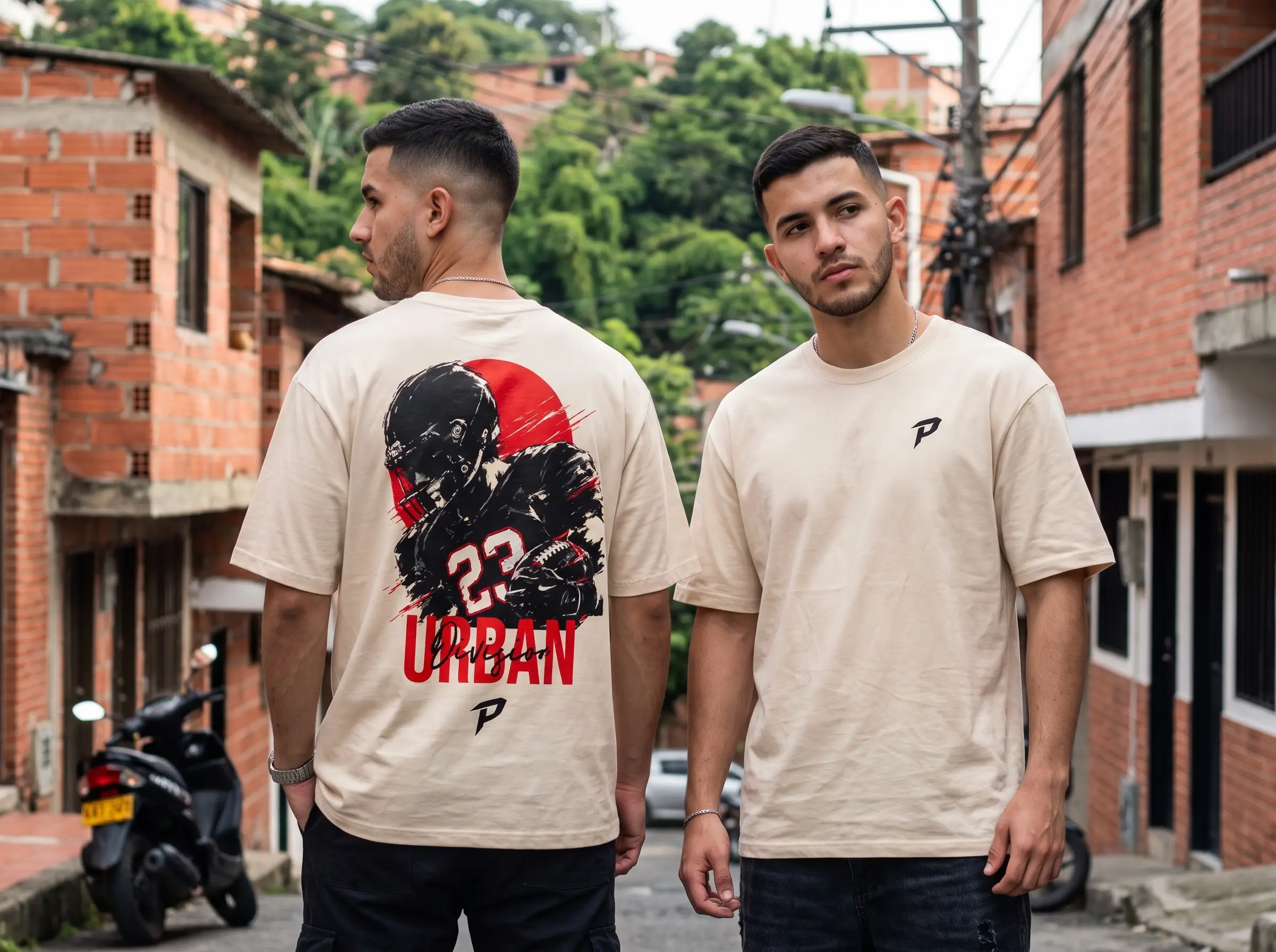 Camiseta Oversize Blanca Marfil Urban Football American White #23 Streetwear Medellín - ParcheTees